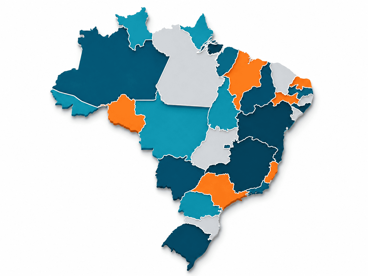 Mapa do Brasil com destaque para as regiões atendidas pela Mercoservice